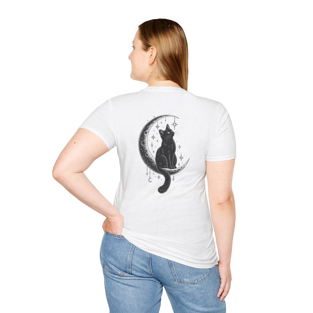 Black Cat Shirt Moon Silhouette Minimalist Funny Cat Lover Graphic Tee Unique Gift Black Cat T shirt