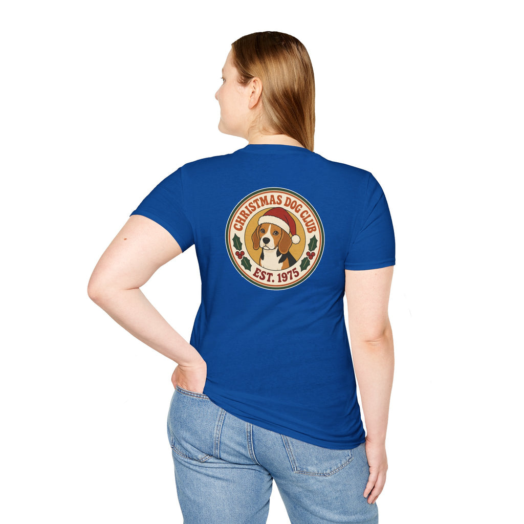 Retro Christmas Dog T-Shirt Christmas Dog Club Vintage Dog Lover Shirt Unisex Softstyle Tee Christmas Gift