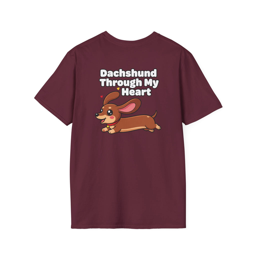 Cute Dachshund Shirt Dachshund Through My Heart Funny Dog Lover Unisex Softstyle Tee Gift