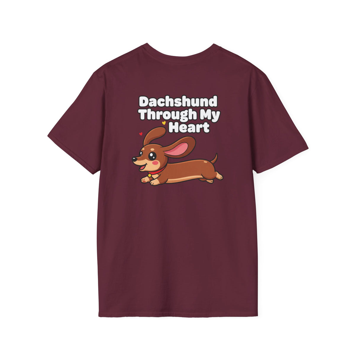 Cute Dachshund Shirt Dachshund Through My Heart Funny Dog Lover Unisex Softstyle Tee Gift