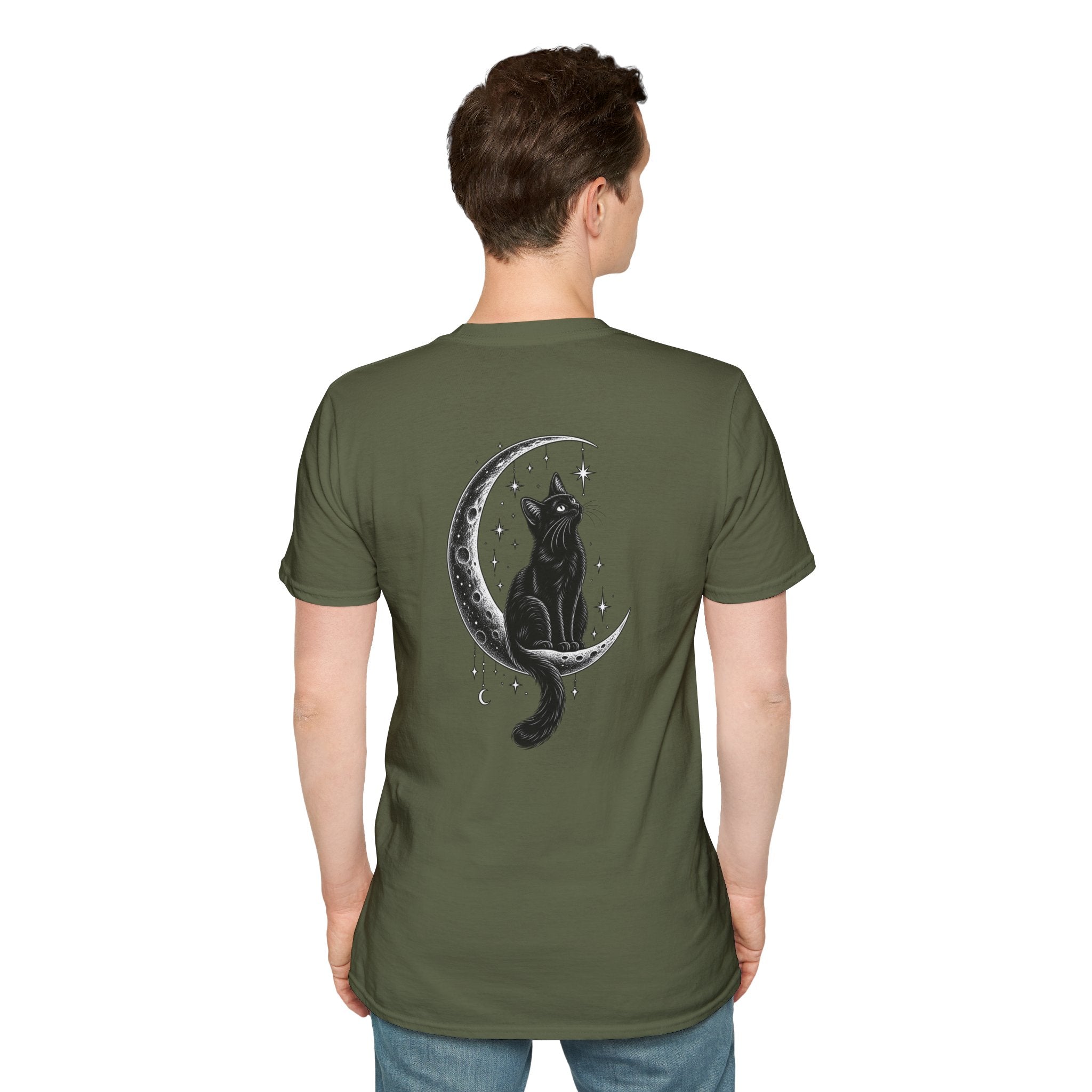 Black Cat Shirt Moon Silhouette Minimalist Funny Cat Lover Graphic Tee Unique Gift Black Cat T shirt