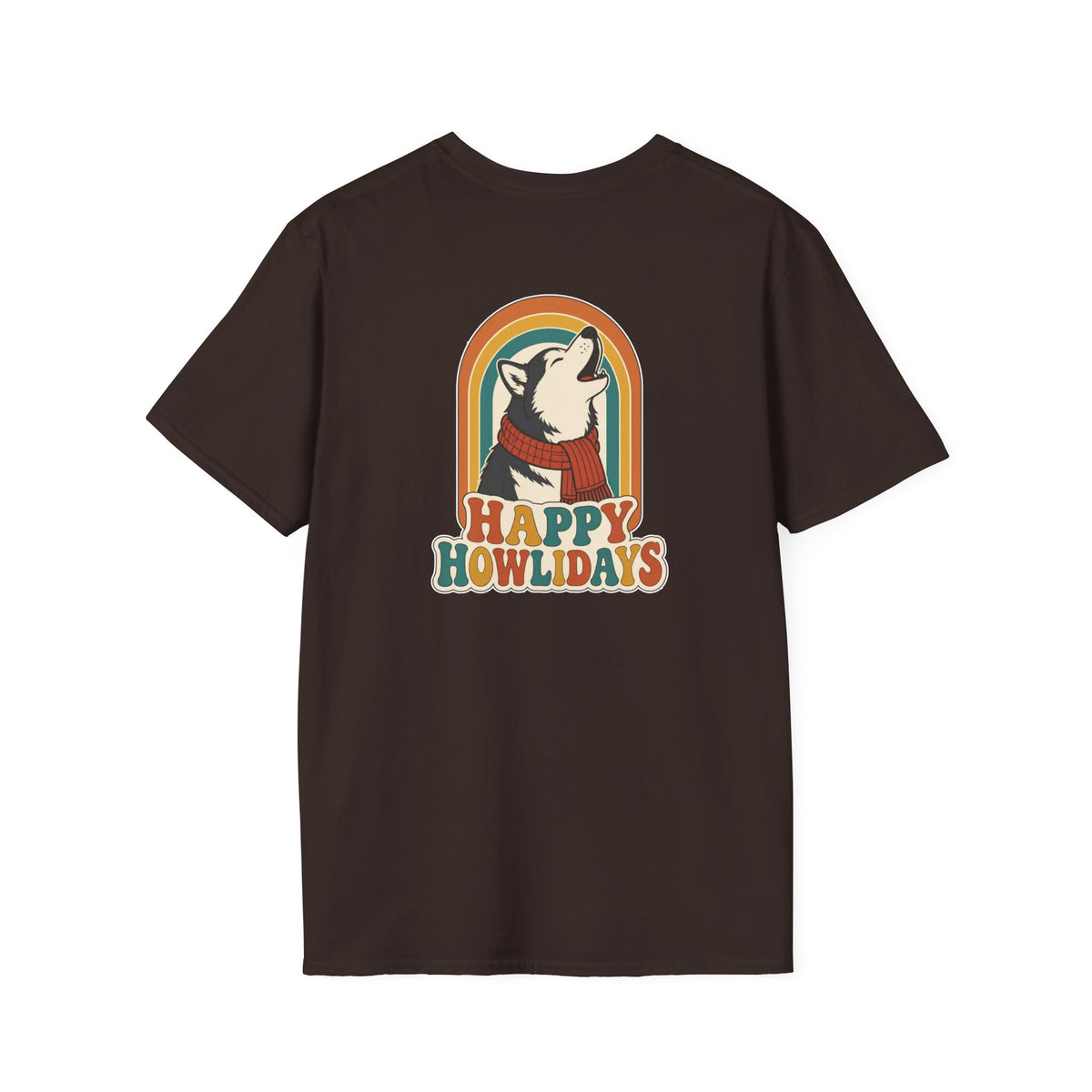 Retro Christmas Dog T-Shirt Happy Howlidays Vintage Dog Lover Shirt Unisex Softstyle Tee Christmas Gift