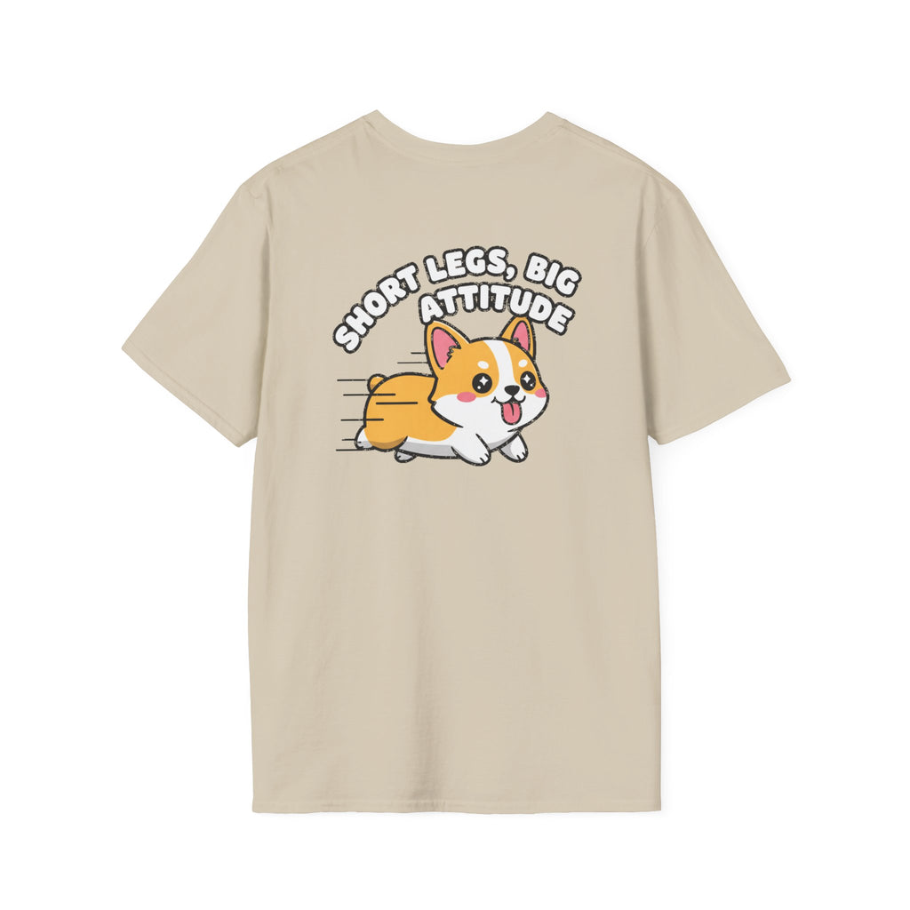 Cute Corgi Shirt Short Legs, Big Attitude Funny Dog Lover Unisex Softstyle Tee Gift