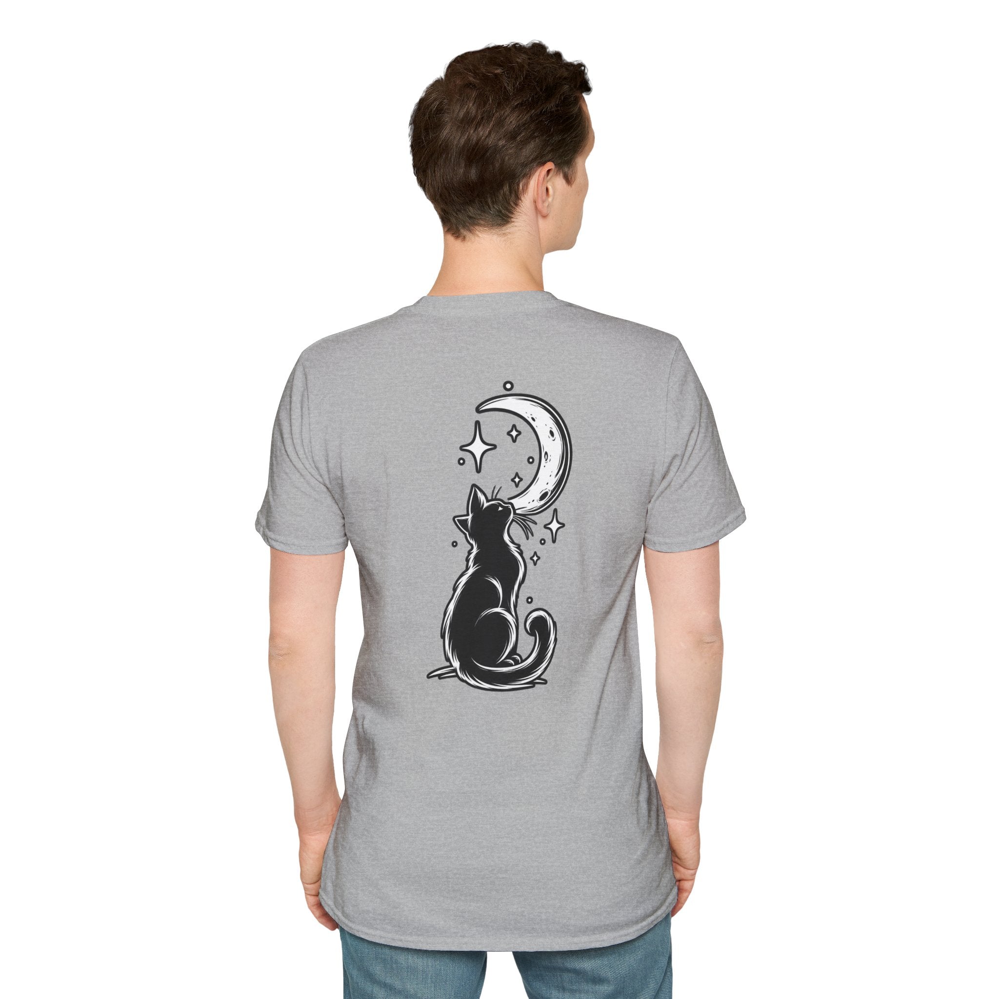 Black Cat Shirt Moon Silhouette Minimalist Funny Cat Lover Graphic Tee Unique Gift Black Cat T shirt
