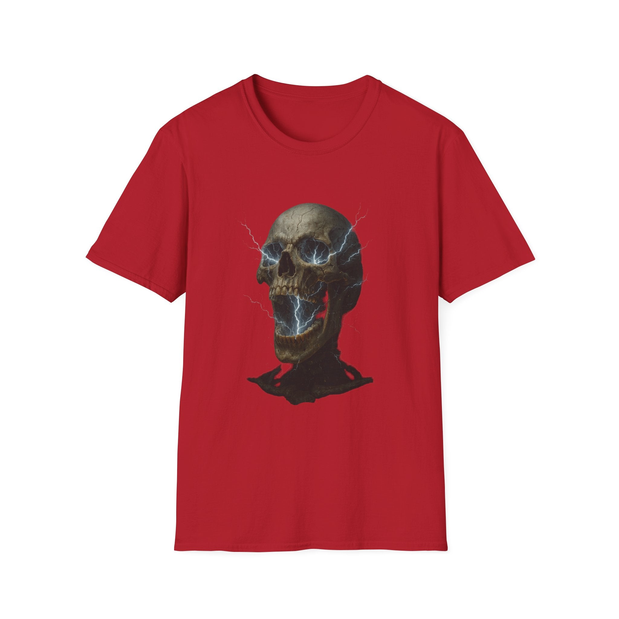 Funny Mens Electric Skull T-Shirt Classic Short Sleeve Shirt Apparel Clothing