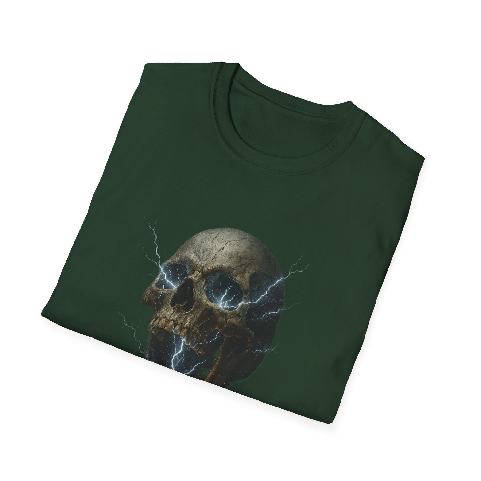 Funny Mens Electric Skull T-Shirt Classic Short Sleeve Shirt Apparel Clothing