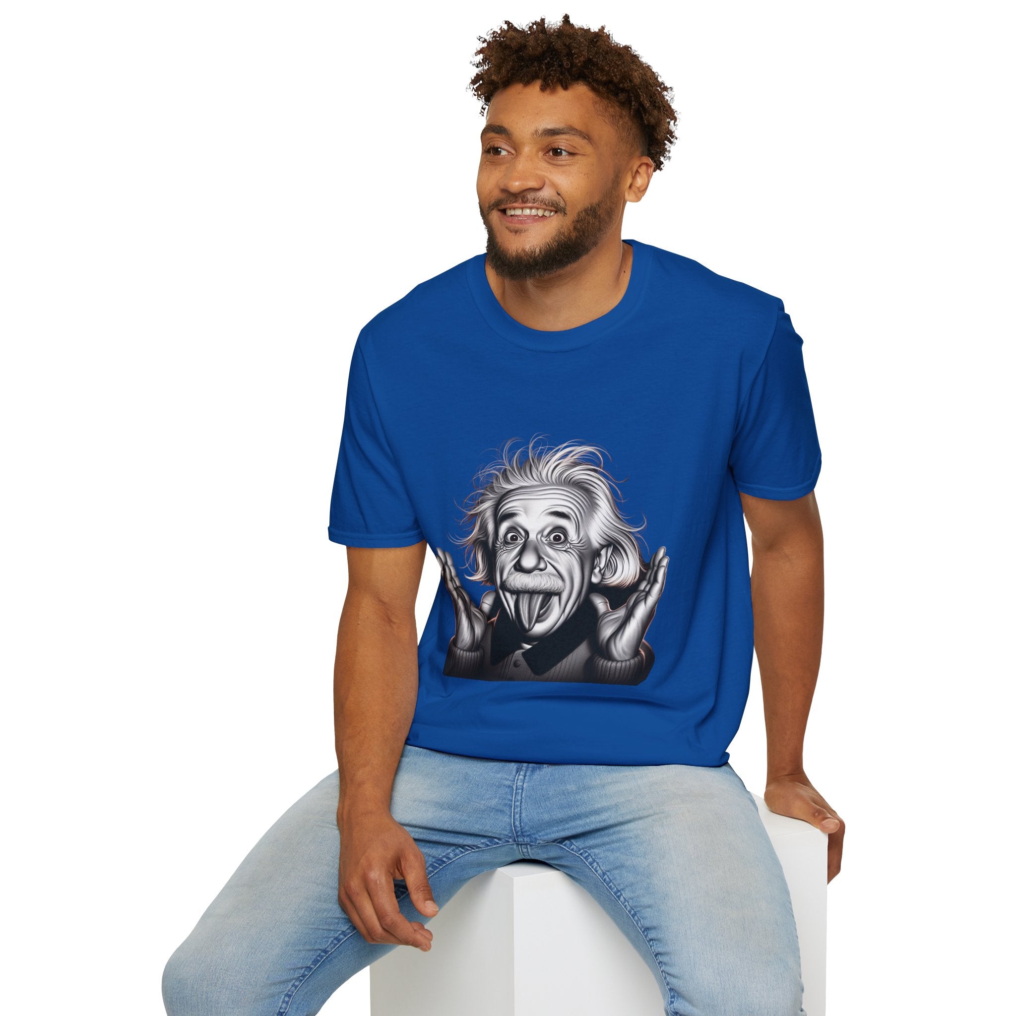 Funny Albert Einstein Print T-Shirt Unisex Softstyle T-Shirt Cotton Unique Gift