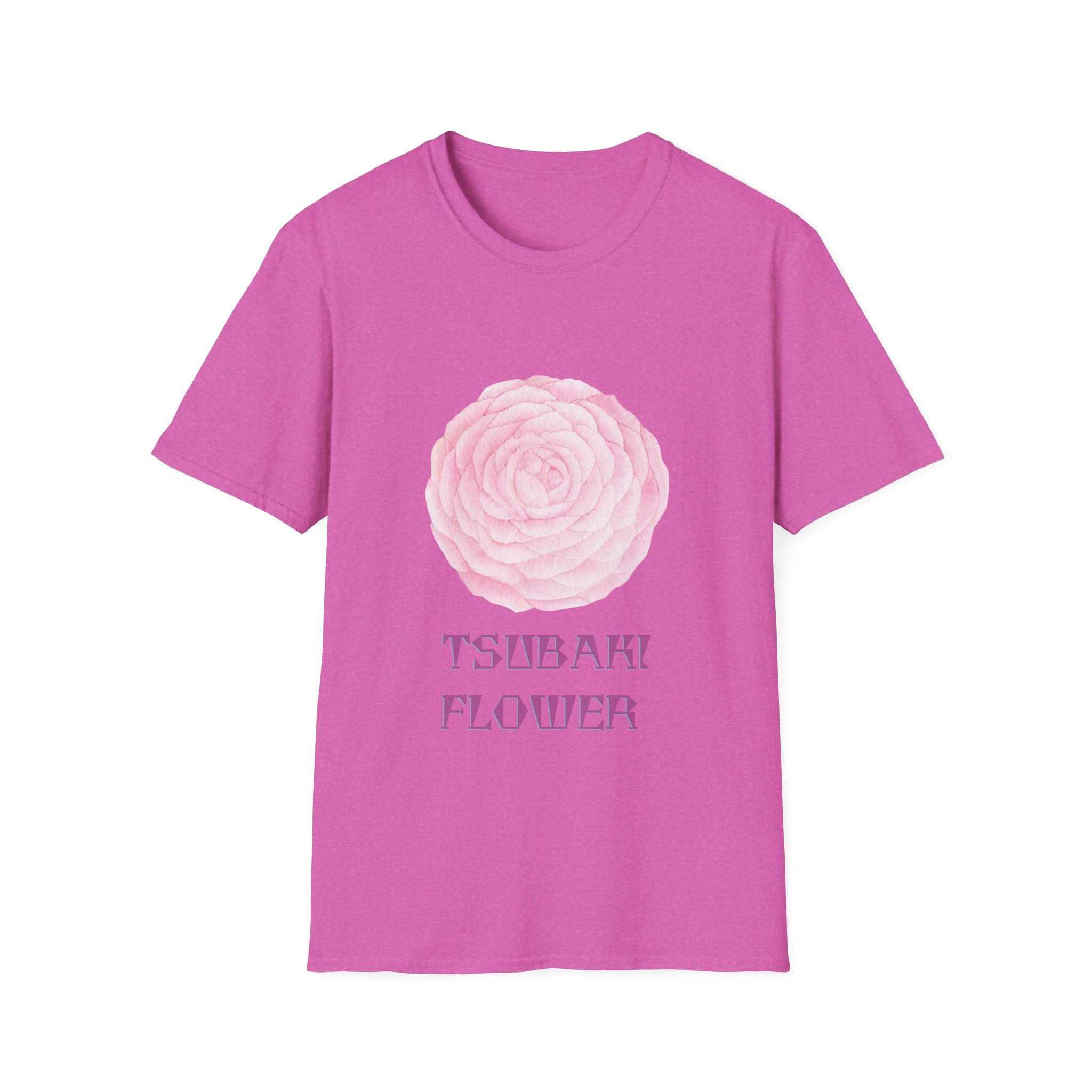 Tsubaki Japanese Camellia Unisex Softstyle T-Shirt Gift Cotton Japan Art Flower
