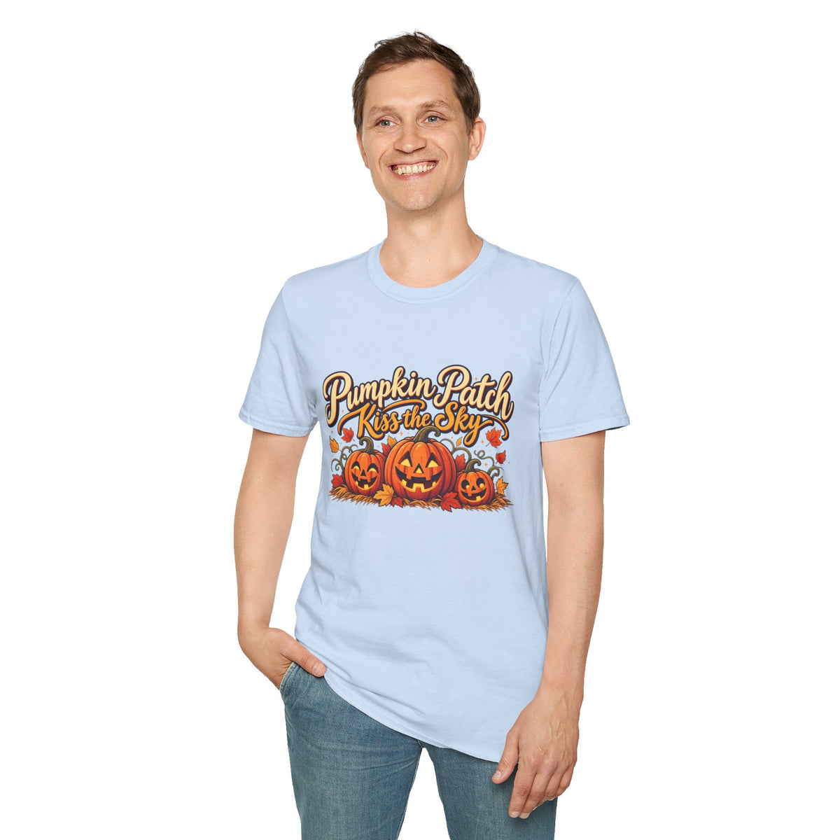 Pumpkin Patch Kiss the Sky Shirt | Cute Fall Jack-O'-Lantern Graphic Tee | Womens Halloween T-Shirt