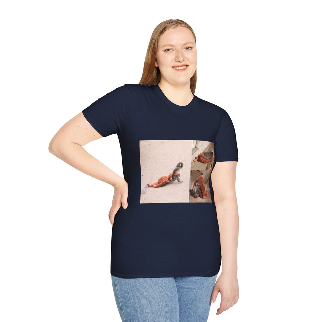 Funny Punch Monkey Viral Animal Tshirt Cute Trendy Unisex Softstyle T-Shirt Gift