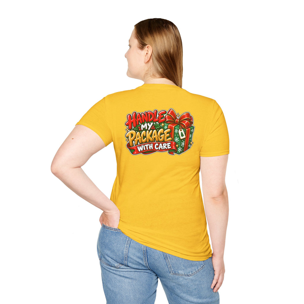 Funny Christmas Pun Tee Cheeky Holiday Shirt Dark Humor Funny Shirt HANDLE MY PACKAGE WITH CARE T-Shirt Unique Gift