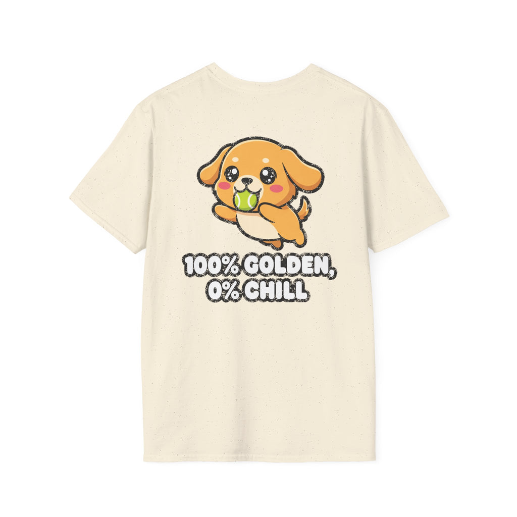 Cute Golden Retriever Shirt 100% Golden, 0% Chill Funny Dog Lover Unisex Softstyle Tee Gift