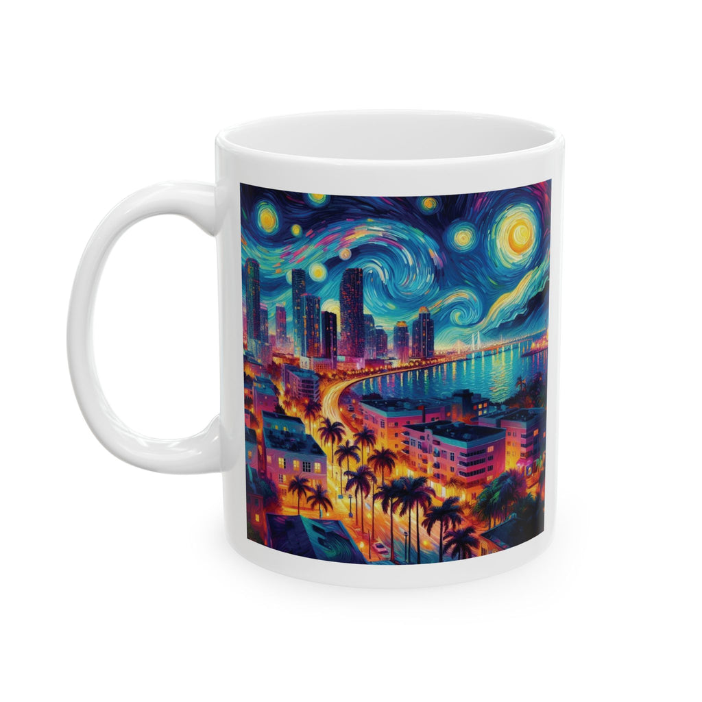 Miami Mug Ceramic Mug Coffee Cup Van Gogh Style GTA Vice City Beach Funny Gift 11oz