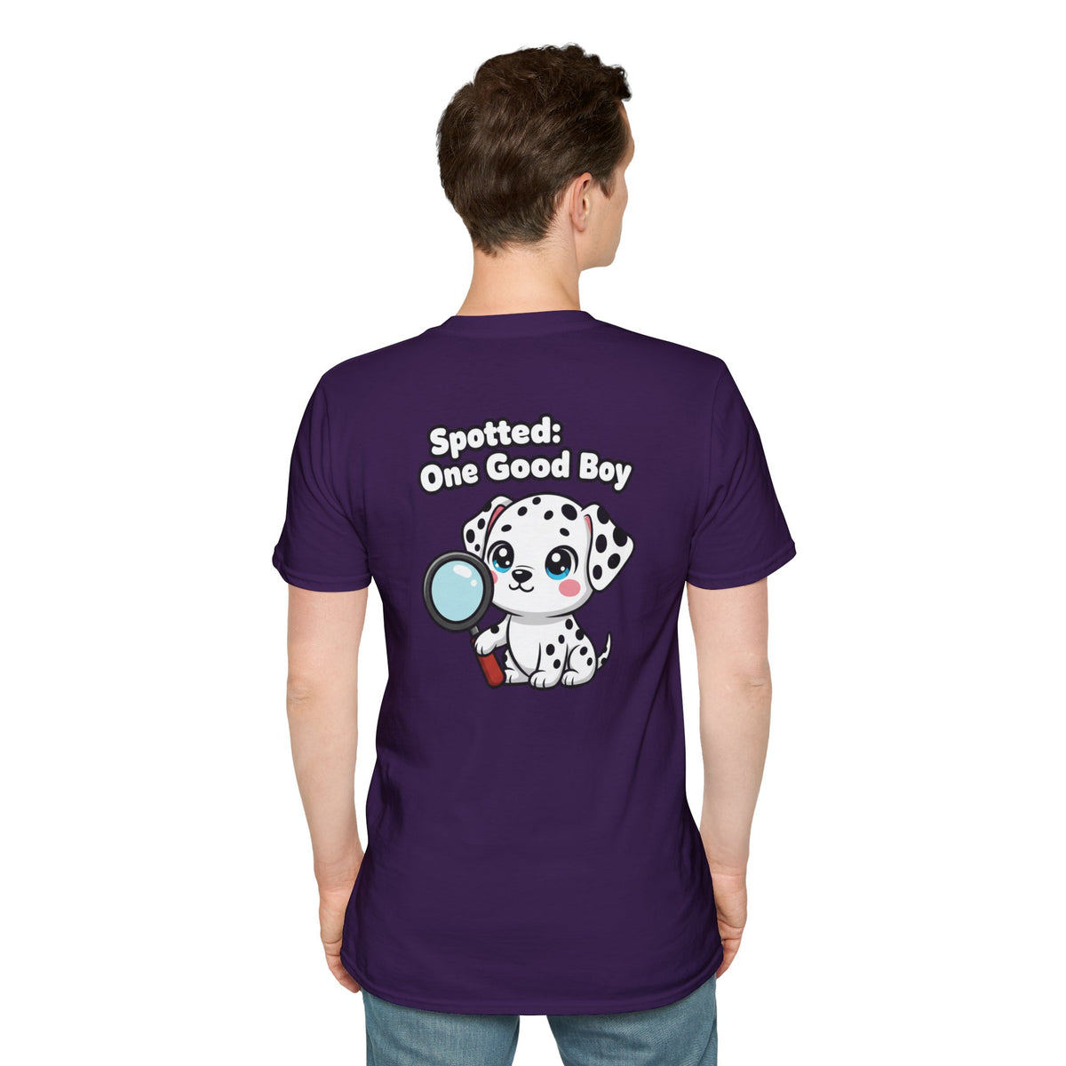 Cute Dalmatian Shirt Spotted: One Good Boy Funny Dog Lover Unisex Softstyle Tee Gift