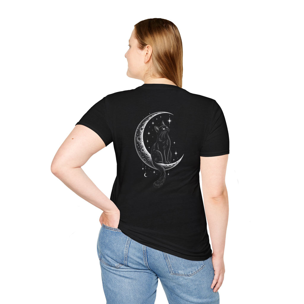 Black Cat Shirt Moon Silhouette Minimalist Funny Cat Lover Graphic Tee Unique Gift Black Cat T shirt