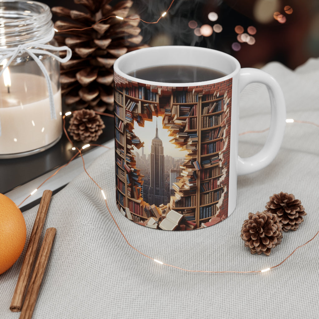 3D Bookshelf Mug Library Mugs Cute New York Coffee Cup Tea Mug Gift Friend Funny