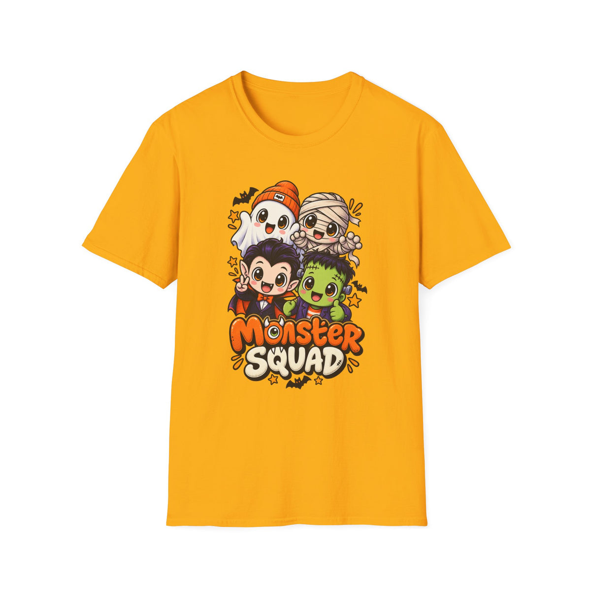 Funny Monster Squad Shirt | Cute Kawaii Halloween Tee | Ghost Mummy Vampire Frankenstein Graphic T-Shirt