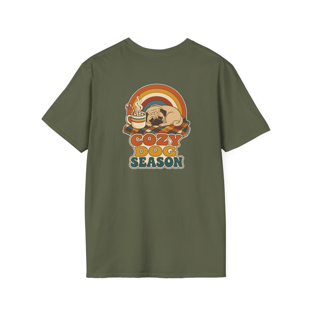 Retro Christmas Dog T-Shirt Cozy Dog Season Vintage Dog Lover Shirt Unisex Softstyle Tee Christmas Gift