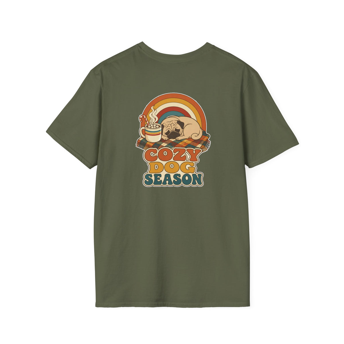 Retro Christmas Dog T-Shirt Cozy Dog Season Vintage Dog Lover Shirt Unisex Softstyle Tee Christmas Gift