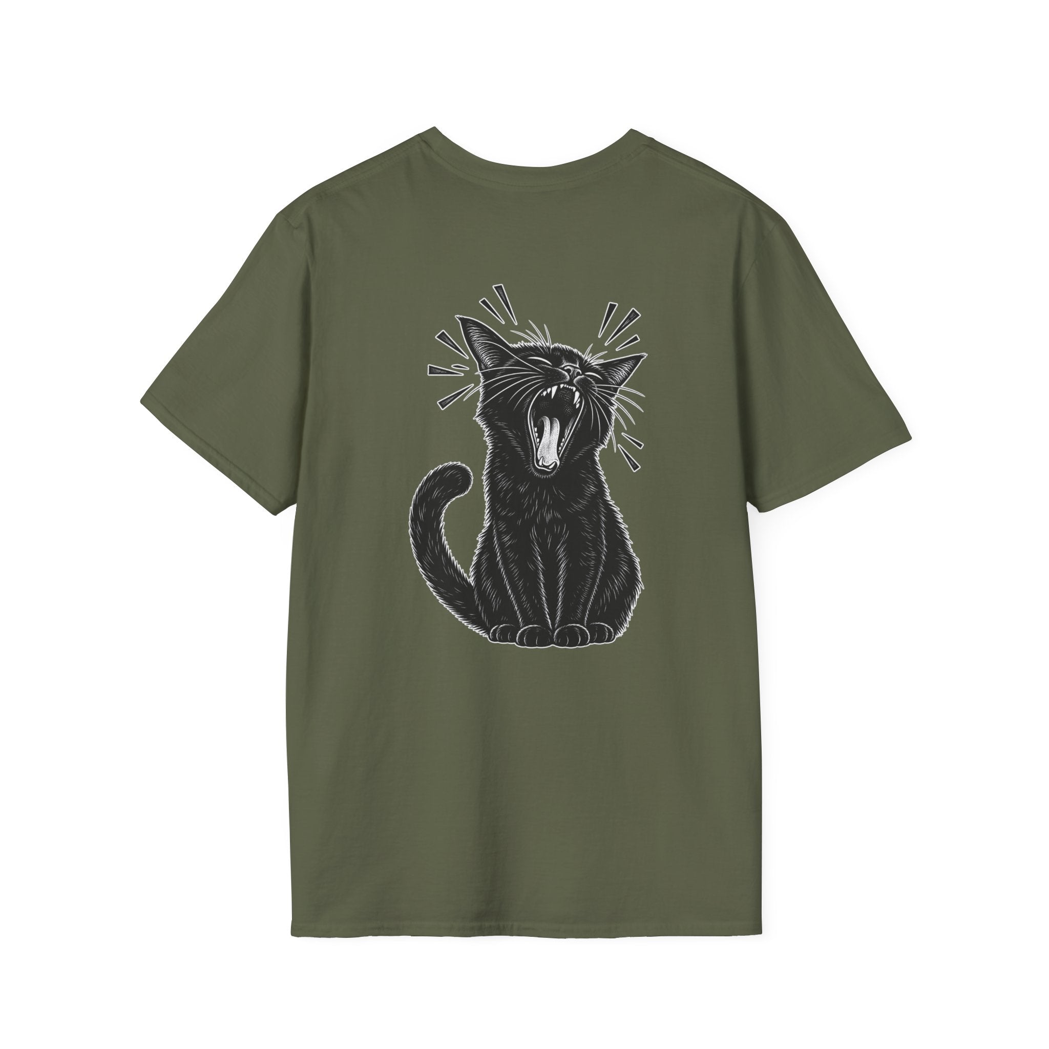 Black Cat Shirt Funny Yawn Comic Style Cat Lover Graphic Tee Unique Gift Black Cat T shirt
