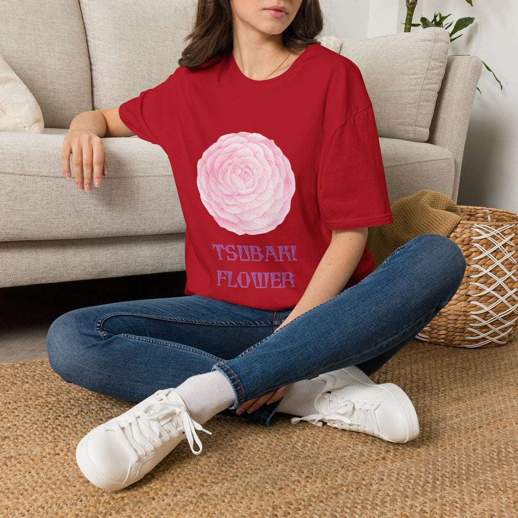 Tsubaki Japanese Camellia Unisex Softstyle T-Shirt Gift Cotton Japan Art Flower