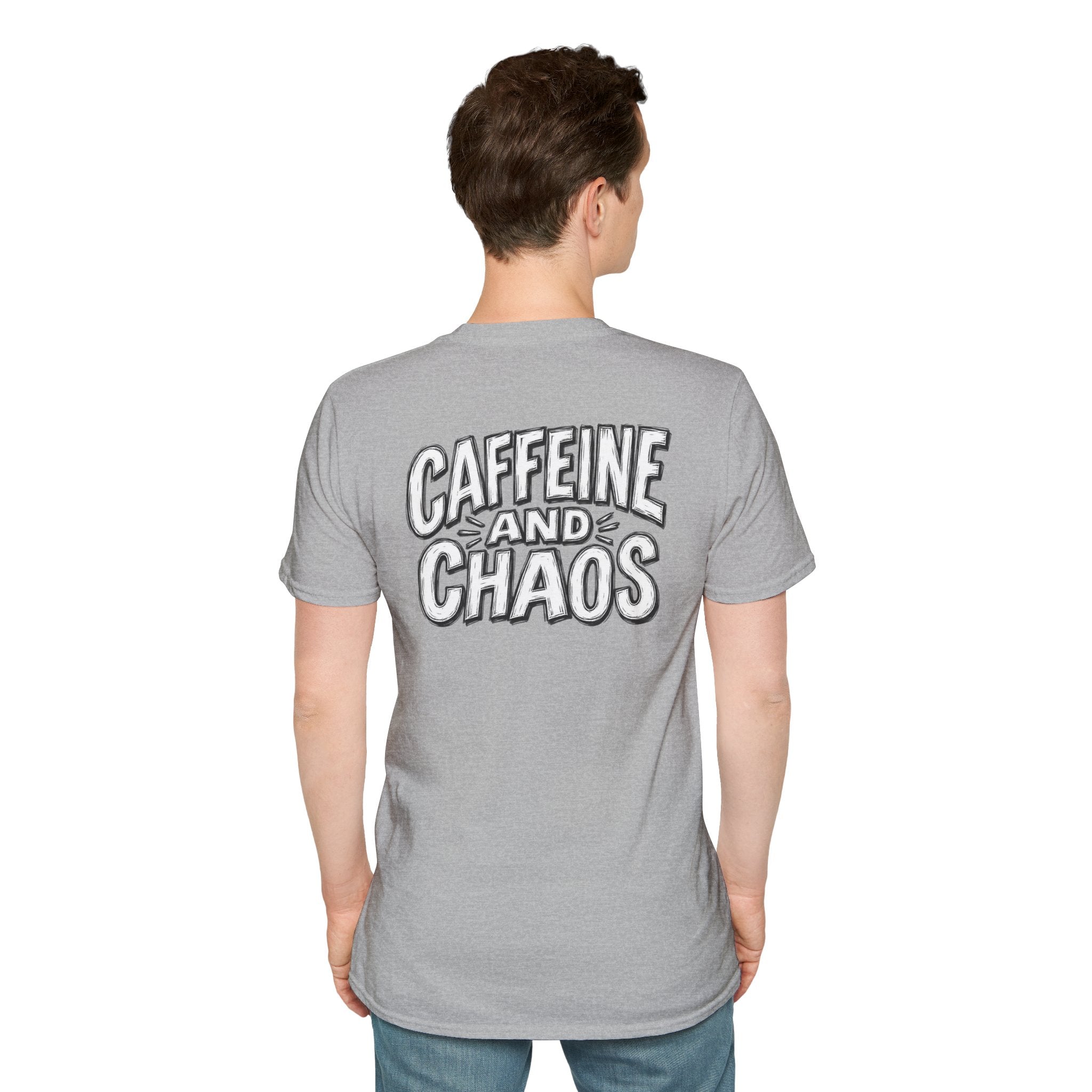 Funny Caffeine and Chaos Shirt Coffee Lover Graphic Tee Dark Humor Tshirt Funny Office Tshirt