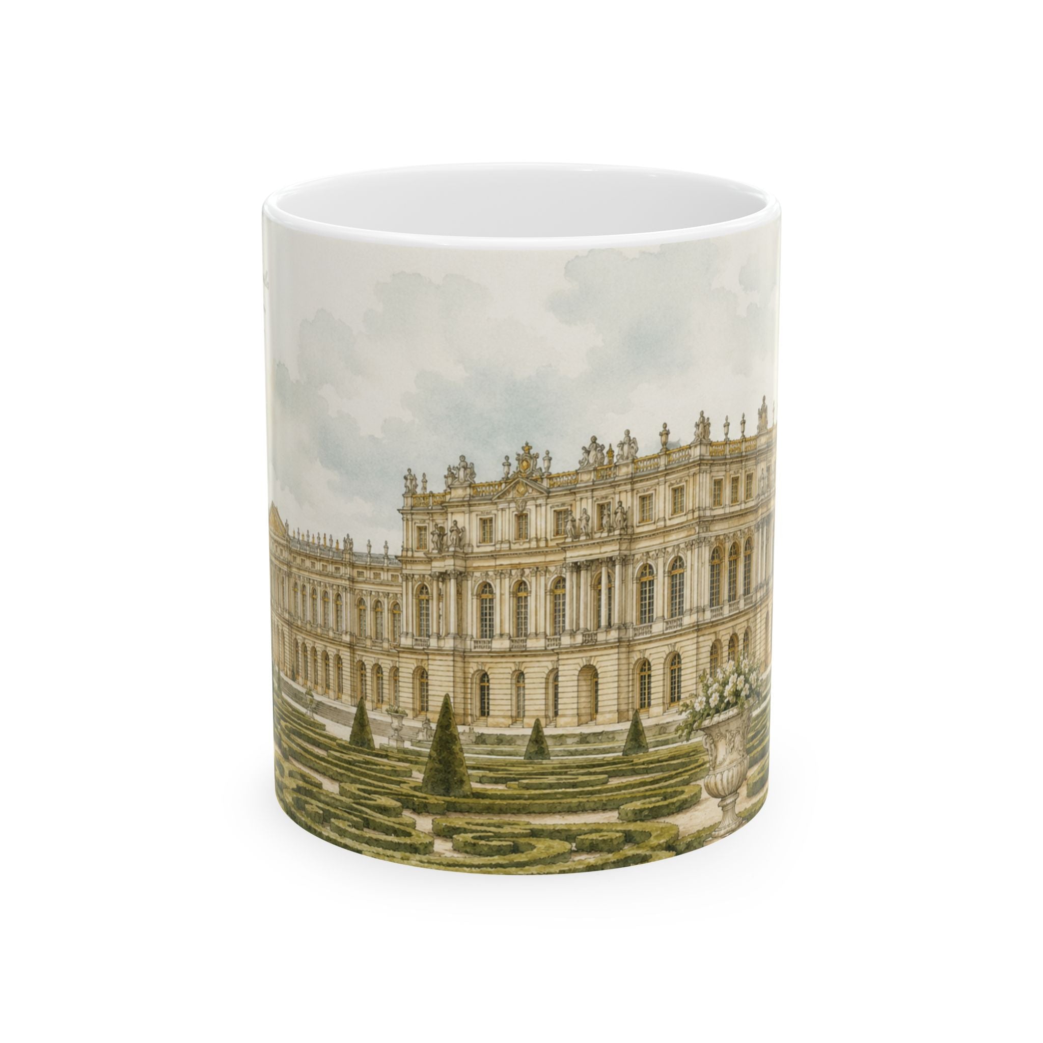 Palace of Versailles Mug Elegant Watercolor French Garden Coffee Cup Gift Ceramic Travel Mug