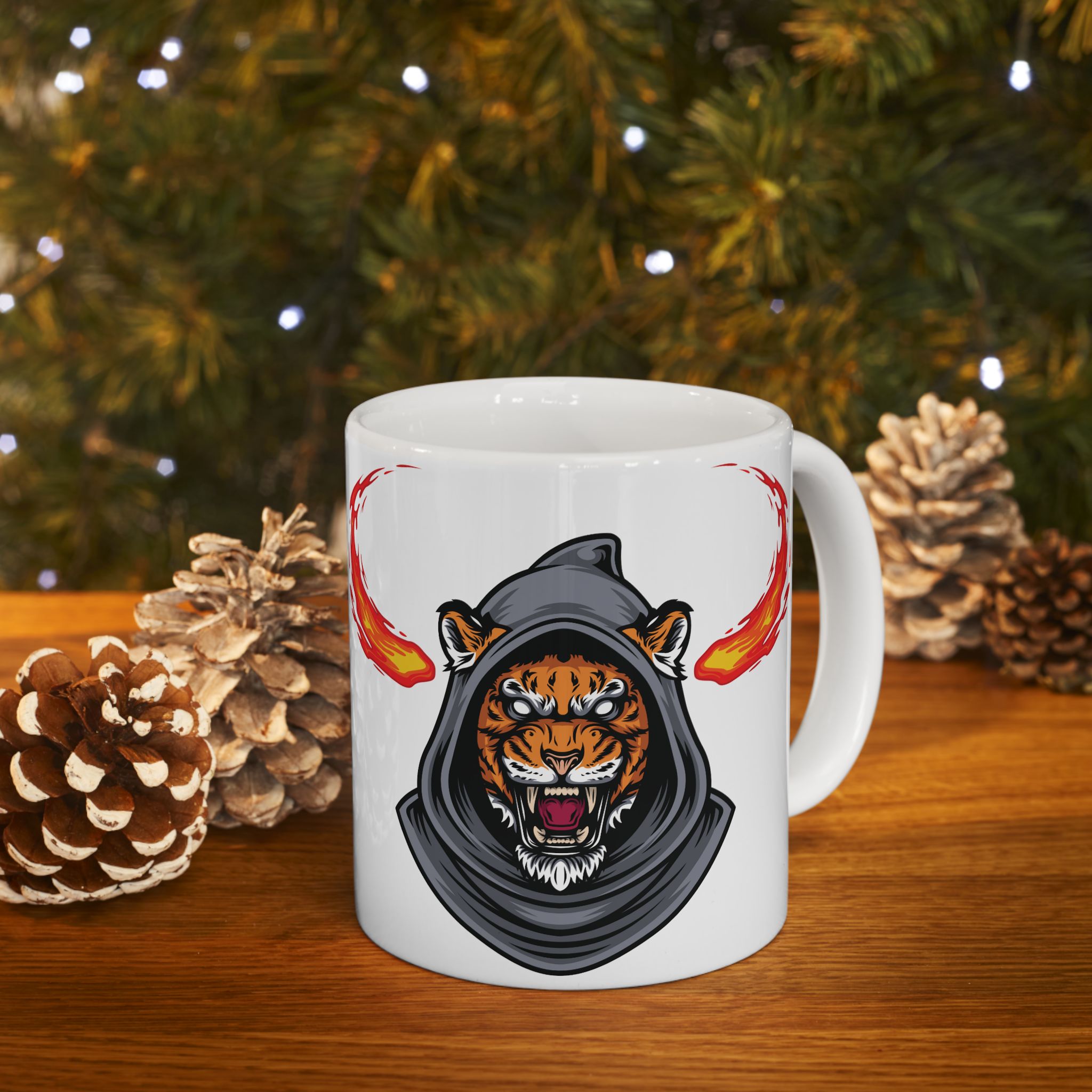 Tiger Mug Shot Unique Funny Coffee Mug Ceramic Mug Tea Cup Hooded Cute Gift Art 11oz