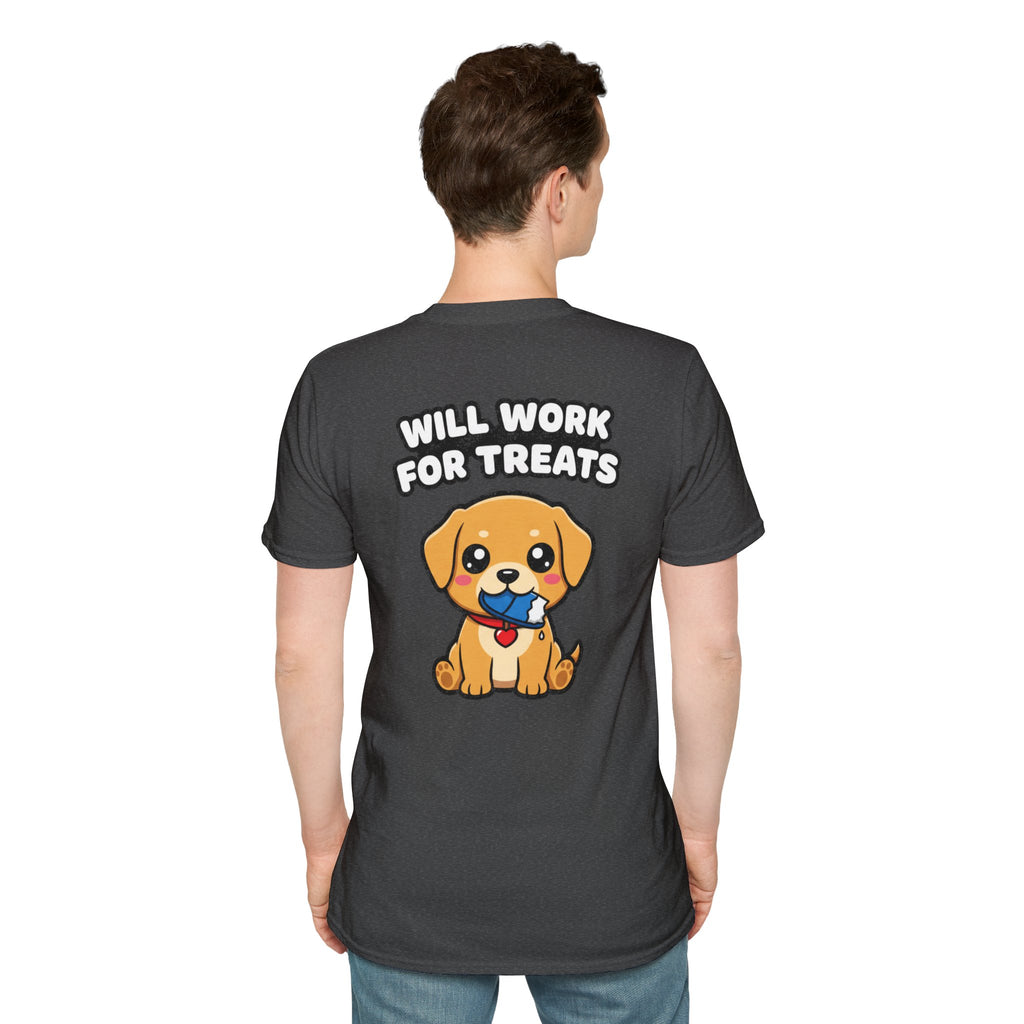 Cute Labrador Shirt Will Work For Treats Funny Dog Lover Unisex Softstyle Tee Gift