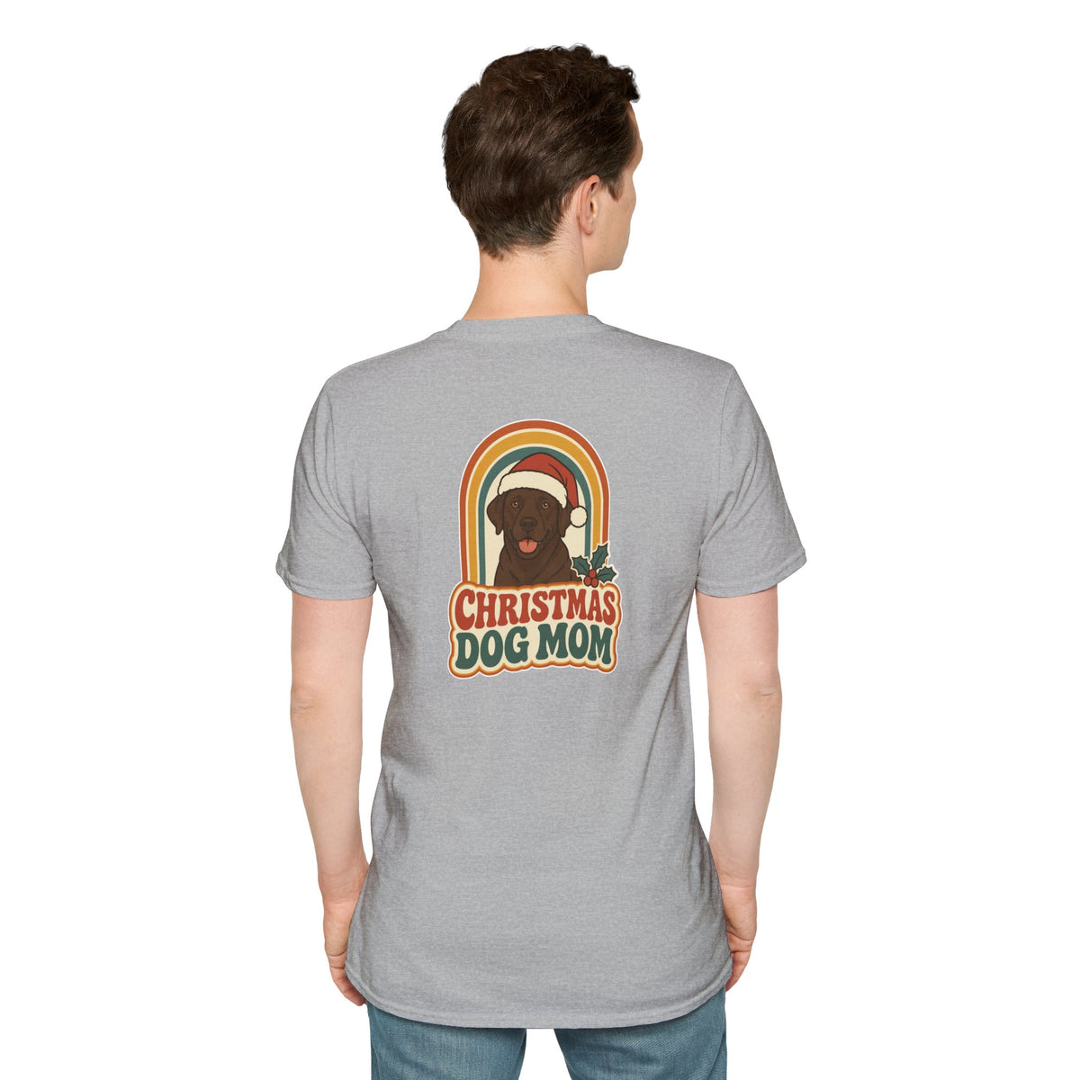 Retro Christmas Dog T-Shirt Christmas Dog Mom Vintage Dog Lover Shirt Unisex Softstyle Tee Christmas Gift