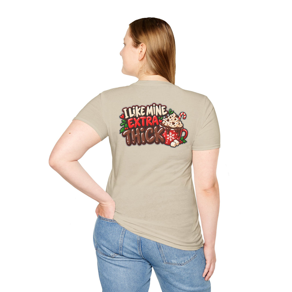 Funny Christmas Pun Tee Cheeky Holiday Shirt Dark Humor Funny Shirt I LIKE MINE EXTRA THICK T-Shirt Unique Gift