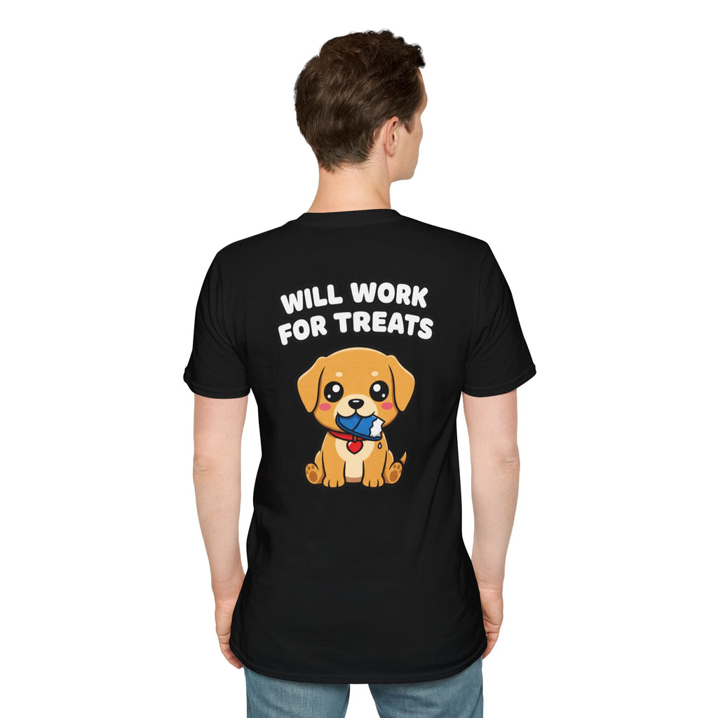 Cute Labrador Shirt Will Work For Treats Funny Dog Lover Unisex Softstyle Tee Gift
