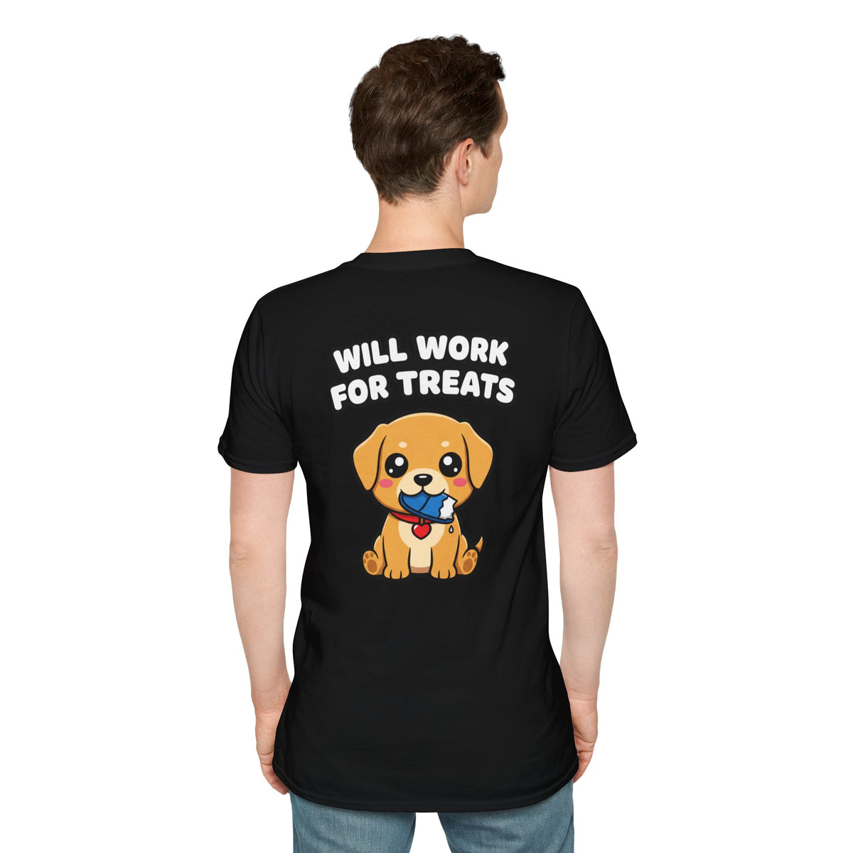 Cute Labrador Shirt Will Work For Treats Funny Dog Lover Unisex Softstyle Tee Gift