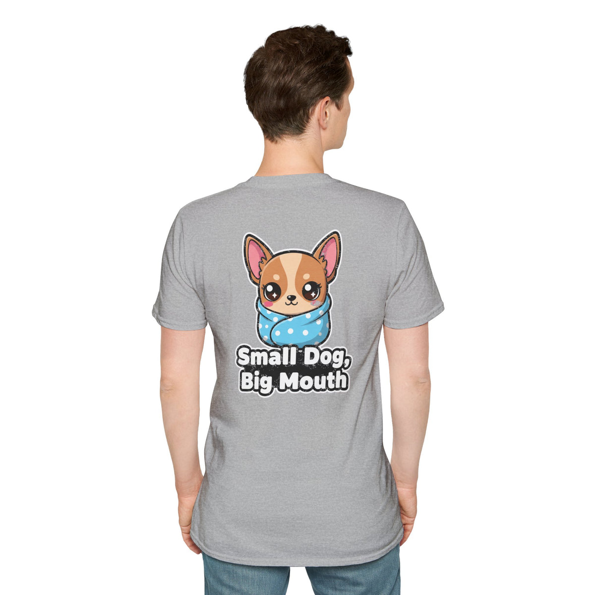 Cute Chihuahua Shirt Small Dog, Big Mouth Funny Dog Lover Unisex Softstyle Tee Gift