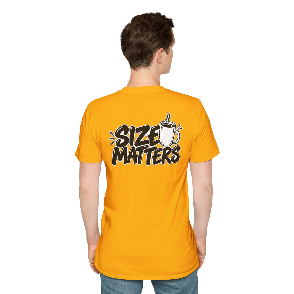 Dark Humor Funny Coffee Shirt Size Matters Novelty Graphic Tee Unique Gift