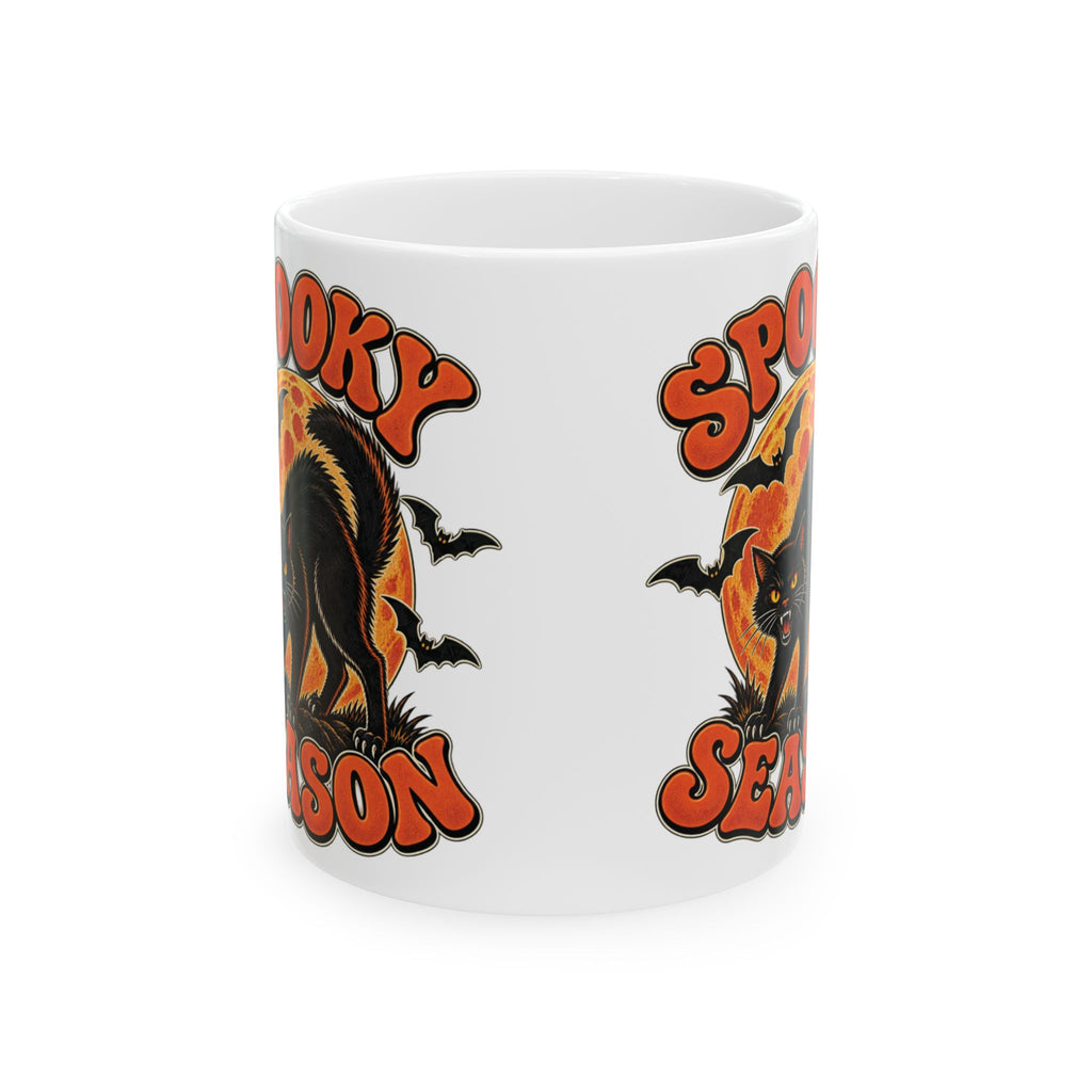 Retro Black Cat Halloween Mug | Vintage Spooky Season Coffee Mug | Halloween Cat Lover Gift