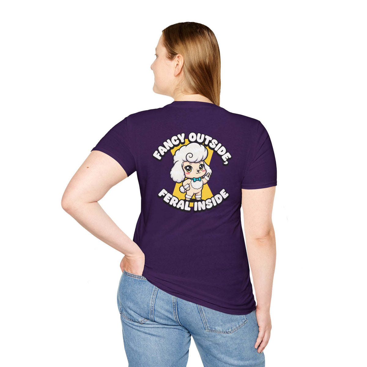 Cute Poodle Shirt Fancy Outside, Feral Inside Funny Dog Lover Unisex Softstyle Tee Gift