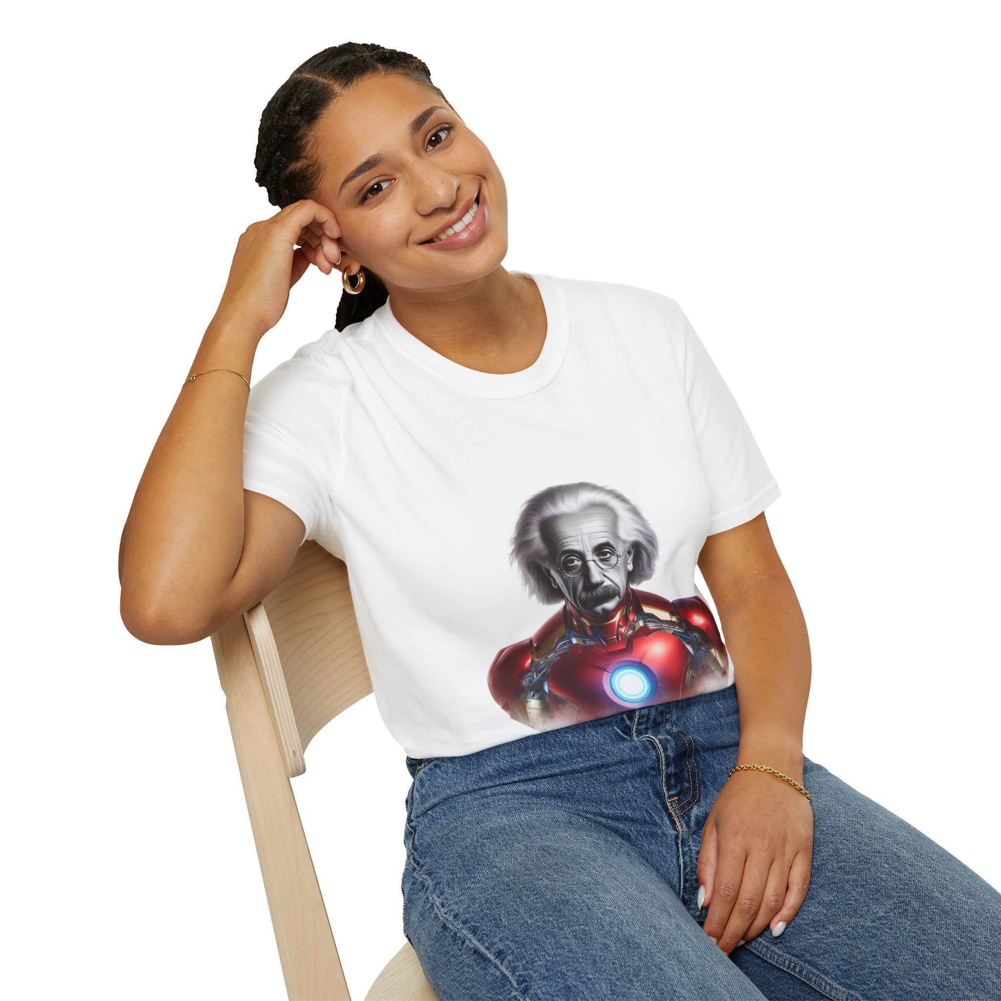 Funny Einstein Unisex Soft-style T-shirt Iron Man Albert Unique Gift Kids Art