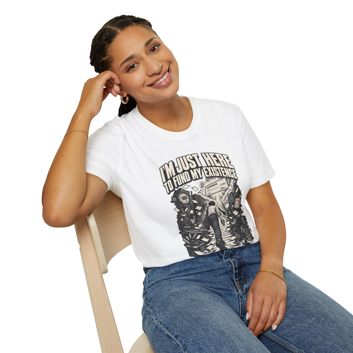 Funny Dark Humor Tshirt — Funny Office Tshirt Dark Humor Graphic Tee Unique Coworker Gift I'M JUST HERE TO FUND MY EXISTENCE Shirt