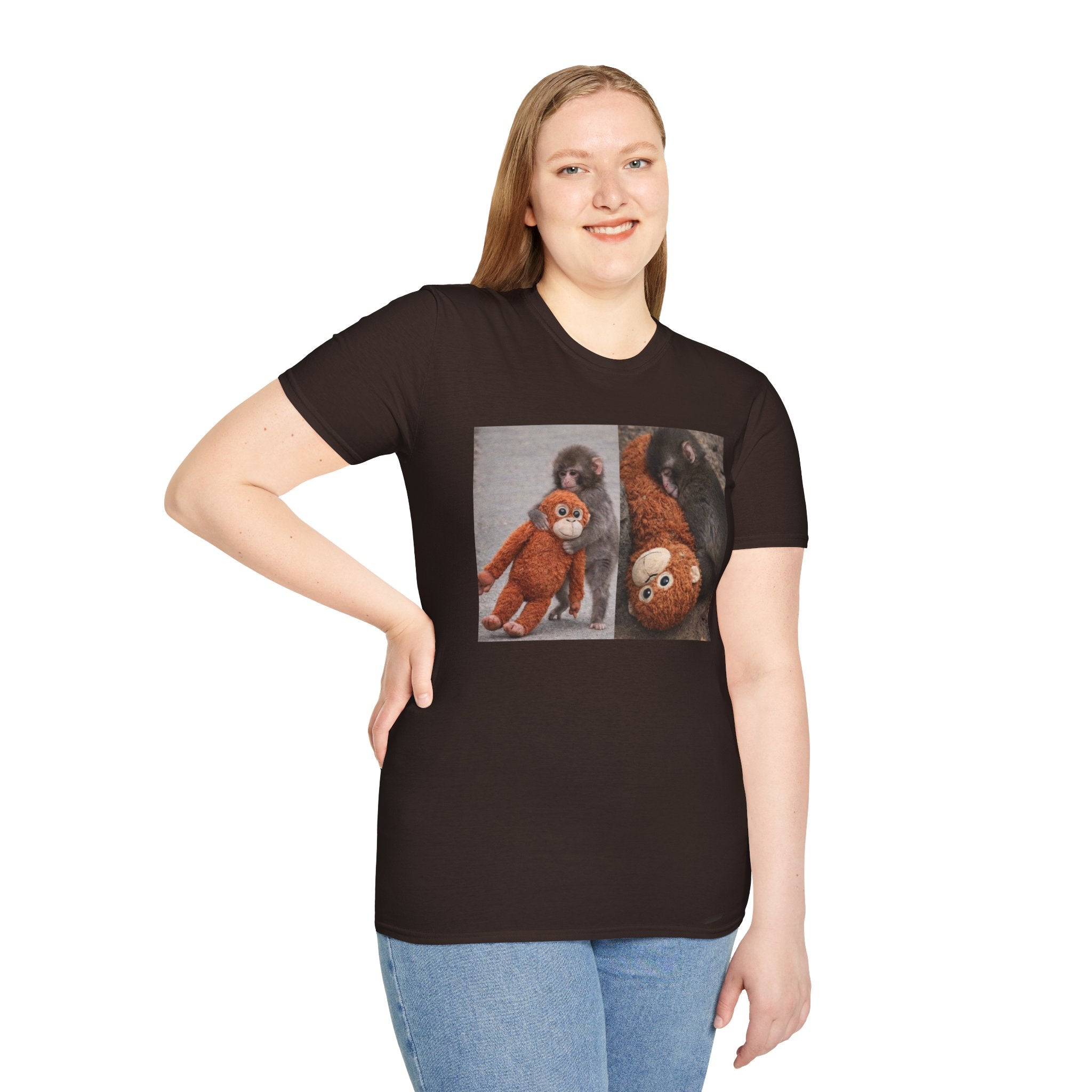 Funny Punch Monkey Viral Animal Tshirt Cute Trendy Unisex Softstyle T-Shirt Gift