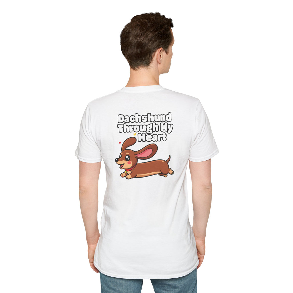 Cute Dachshund Shirt Dachshund Through My Heart Funny Dog Lover Unisex Softstyle Tee Gift