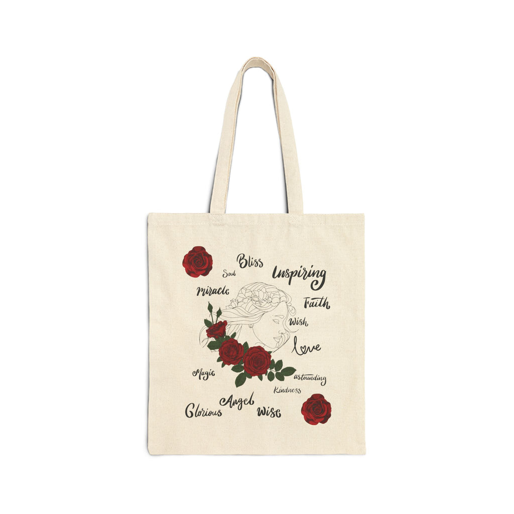 Floral Tote Bag Cute Botanical Print Stylish Cotton Rose Canvas Bag Gift Best Best Gift