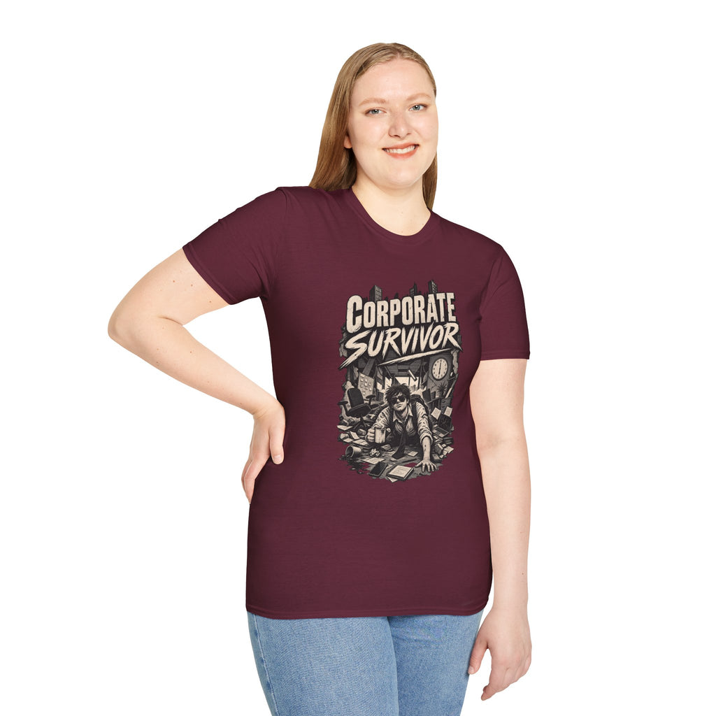 Funny Dark Humor Tshirt — Funny Office Tshirt Dark Humor Graphic Tee Unique Coworker Gift CORPORATE SURVIVOR Shirt