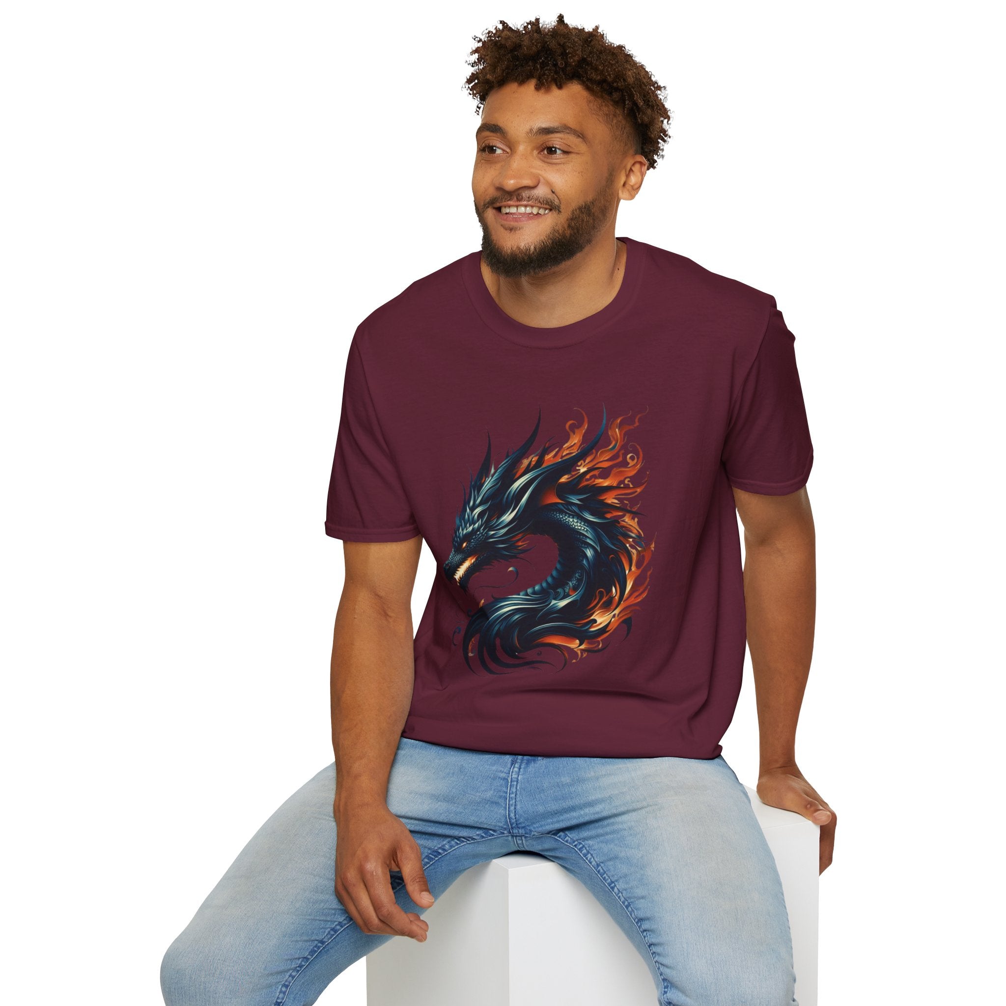 Dragon T-shirt Mens Graphic Tee Clothing Apparel Chinese Symbol Unisex Softstyle