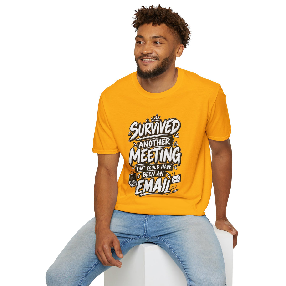 Funny Dark Humor Shirt Survived a Meeting That Could Have Been an Email Tee Unique Coworker Gift