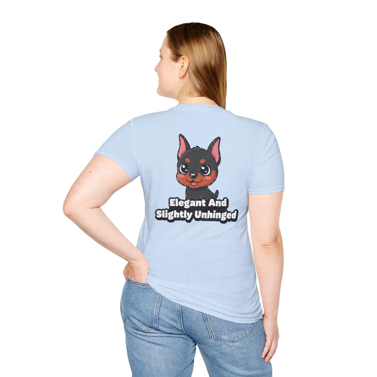 Cute Doberman Shirt Elegant And Slightly Unhinged Funny Dog Lover Unisex Softstyle Tee Gift