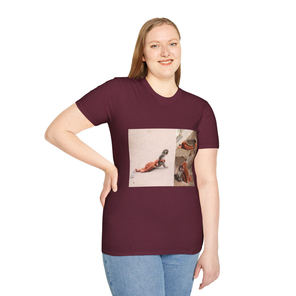 Funny Punch Monkey Viral Animal Tshirt Cute Trendy Unisex Softstyle T-Shirt Gift