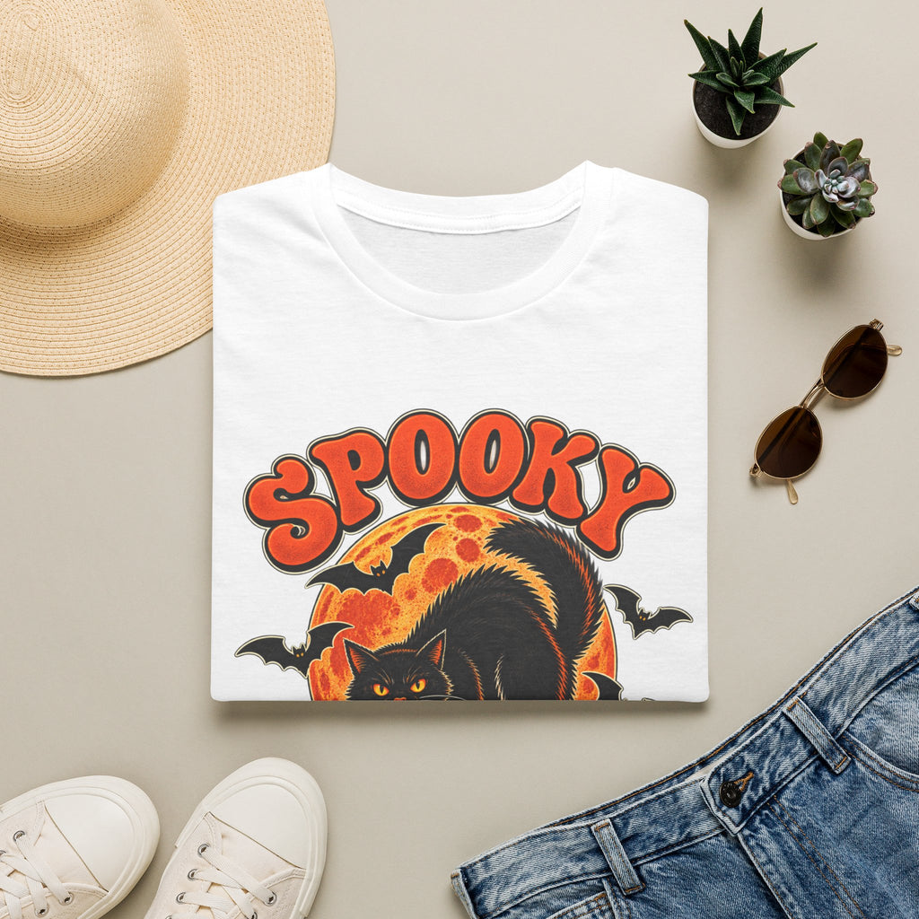 Retro Black Cat Halloween Shirt | Vintage Spooky Season Graphic Tee | Womens Halloween T-Shirt