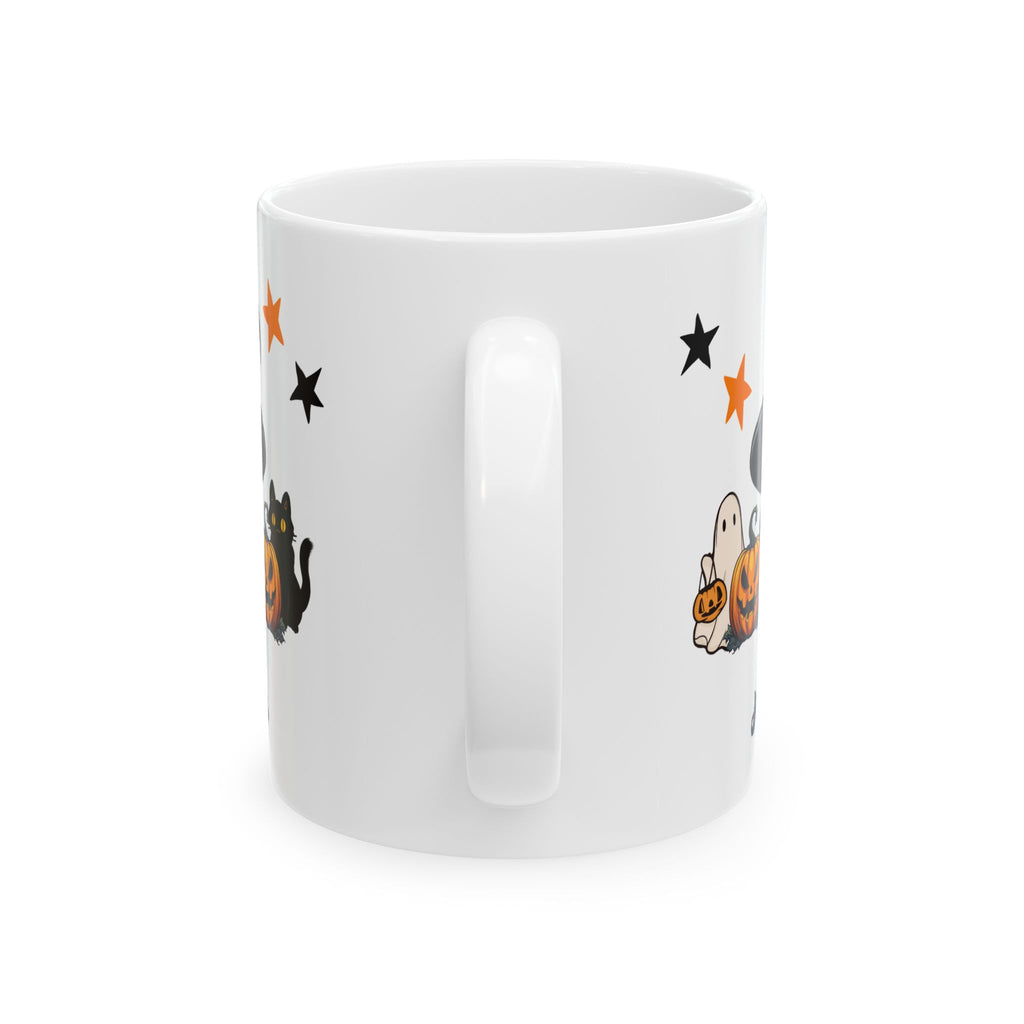 Cute Happy Halloween Funny Coffee Mug Gift For Kids Pumpkin Spooky Cat Boo 11oz