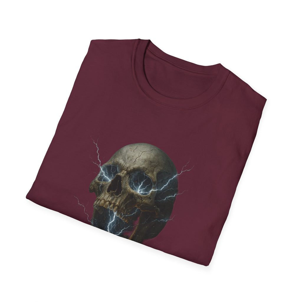 Funny Mens Electric Skull T-Shirt Classic Short Sleeve Shirt Apparel Clothing